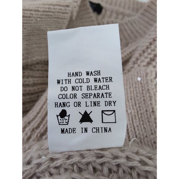 Debut Cropped Crewneck Sweater Womens S/M Beige Sequin Rib Knit Casual Everyday - Picture 8 of 9